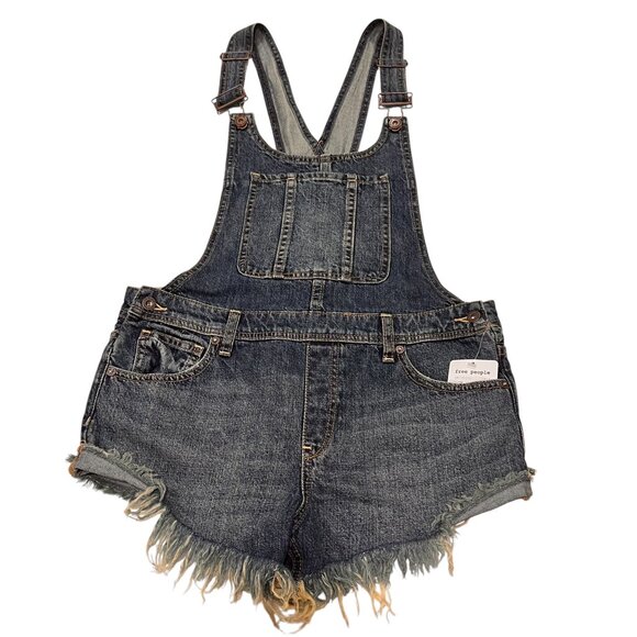 Free People Summer Babe Hi-Lo Denim Shortalls, NWT, Harvey, 27 - Picture 1 of 9